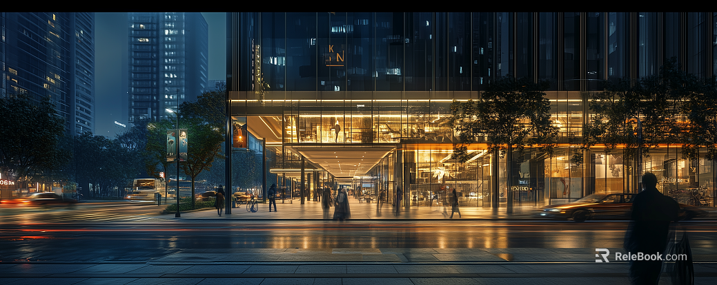 Modern City Street Night Pedestrian Street texture