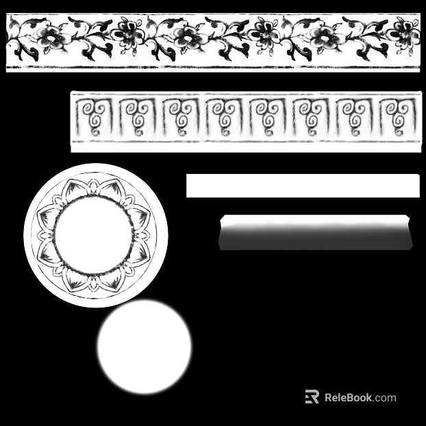 Black and white flower brick wall line waist line decoration texture