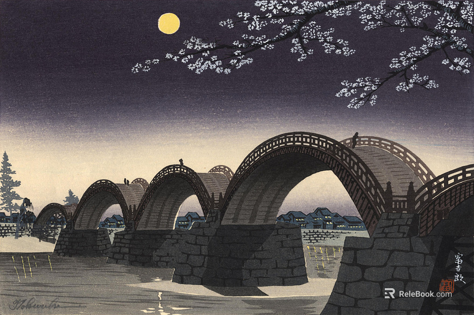 Japanese Ukiyo-e Landscape Painting Japanese Famous Scenic Spot Painting texture