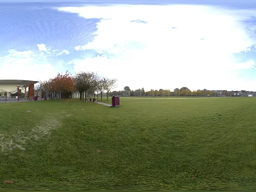 city building lawn blue sky white clouds HDR 3d model