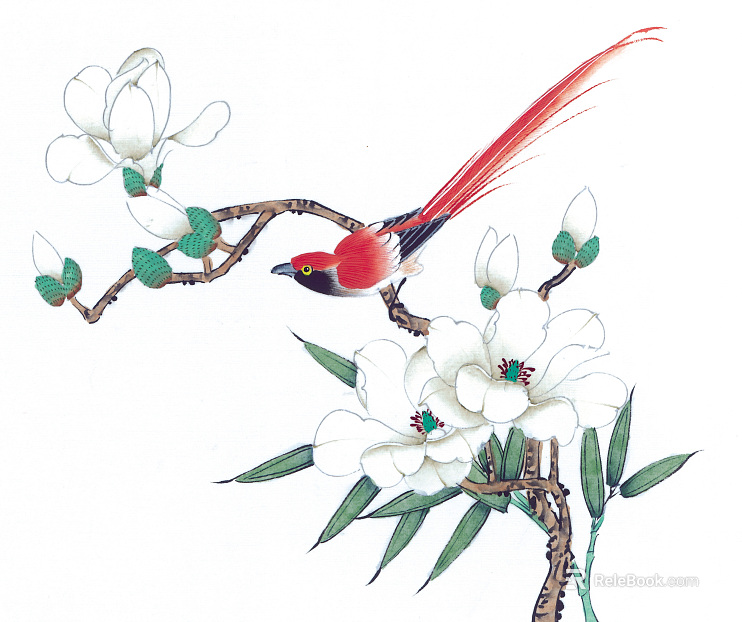 flower and bird decorative painting texture