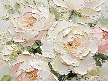 Still-life oil painting with freehand floral motifs, decorative artwork 3d model