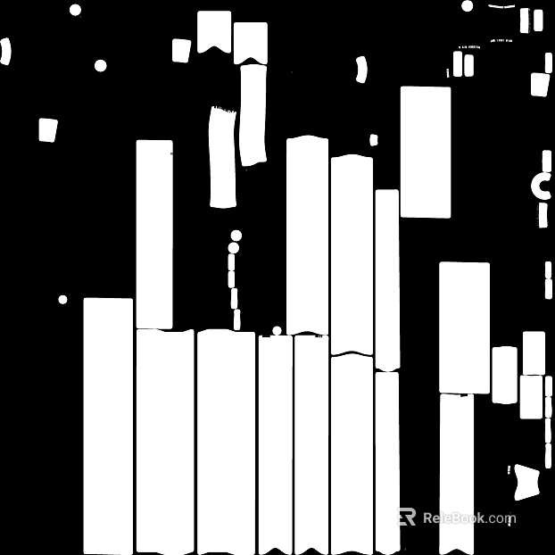 Black and White Bump City Silhouette Map texture