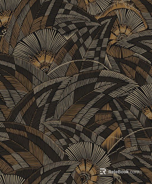 Retro Brown Black Plant Pattern Wallpaper texture