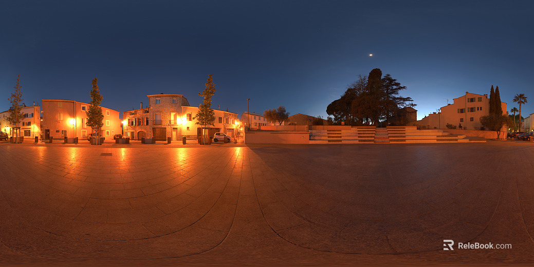 HDR outdoor community square night view texture