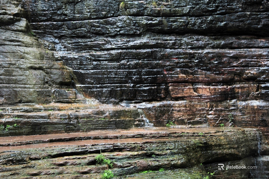 Dark gray black laminated rock outdoor rock wall texture