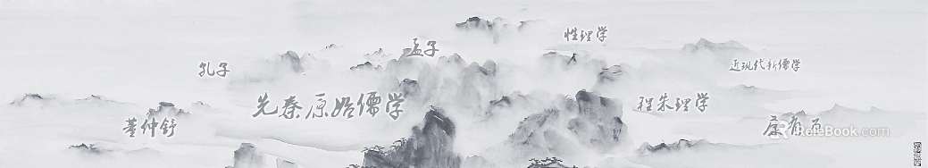 Ink and wash style landscape Confucian theme decorative painting texture