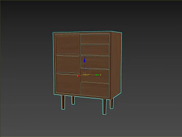 Dark Brown Walnut Bedroom Storage Cabinet 3d model