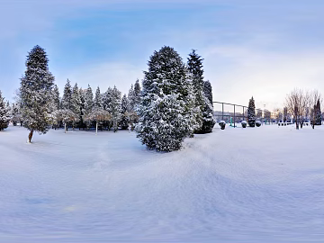 HDR winter city outdoor snow panorama texture (ID:ffach005303)