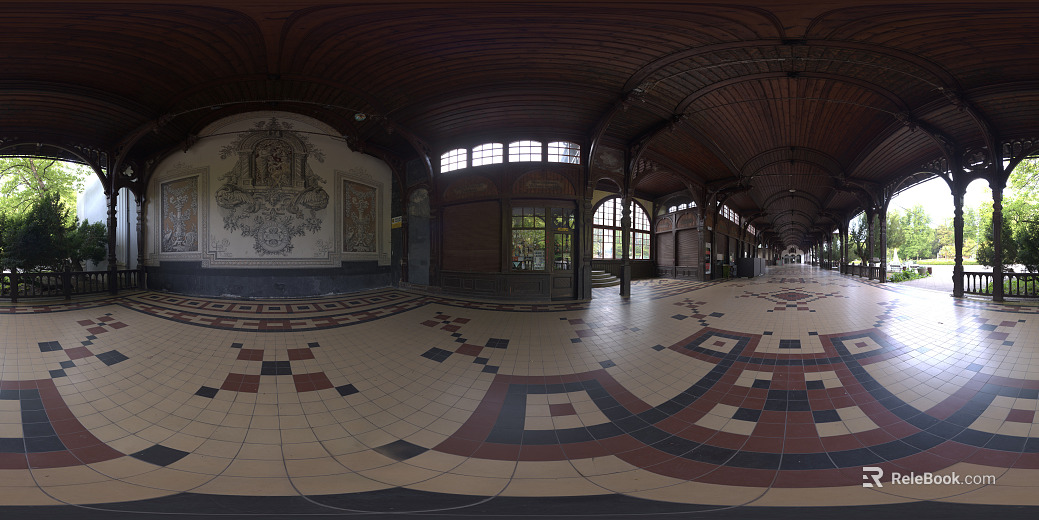 Foreign mahogany promenade under HDR texture
