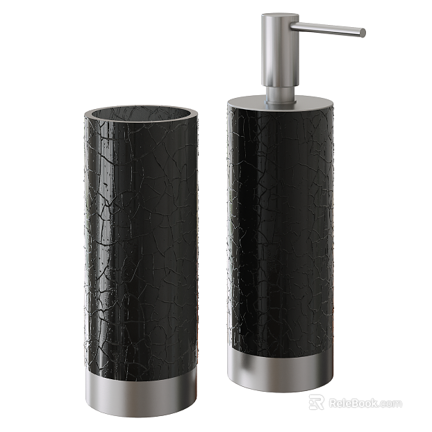 Black Cracked Porcelain Bathroom Bottling Set texture