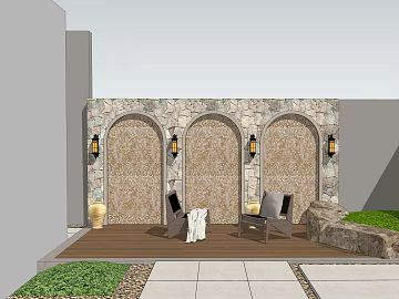 Silent Wind Beige Stone Mosaic Courtyard Wall texture (ID:ffaeh335321)