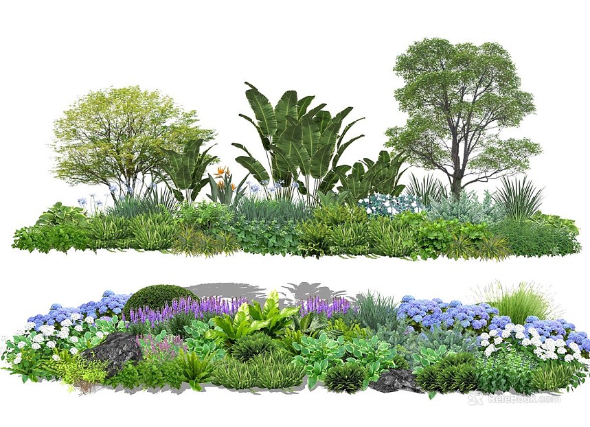 Green plant combination courtyard landscaping material texture