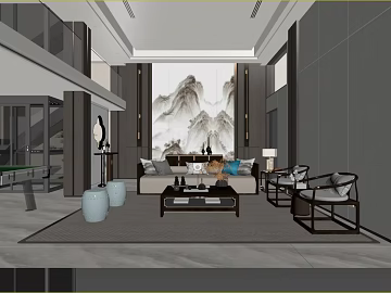 New Chinese Landscape Living Room Background Painting texture (ID:ffaeh679184)
