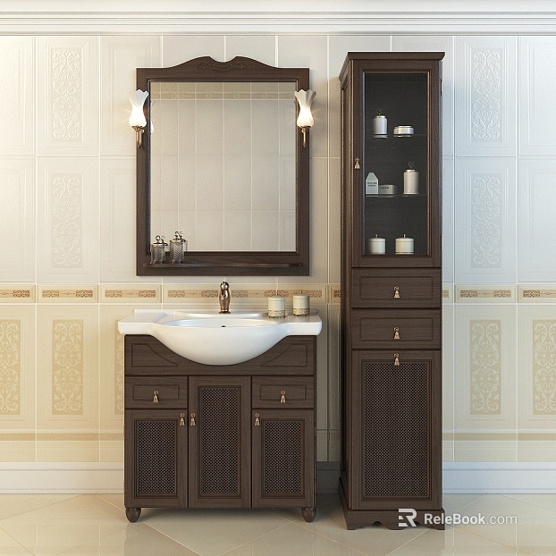 American deep walnut bathroom cabinet combination texture