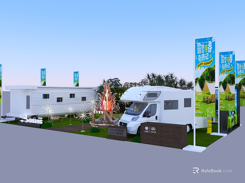 Spring Camping RV Show Scene texture