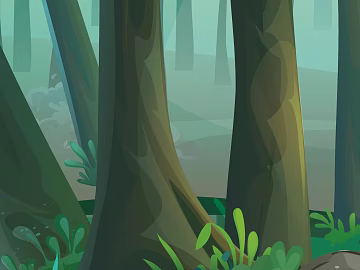 Dark green jungle scene illustration texture (ID:ffaeh276176)