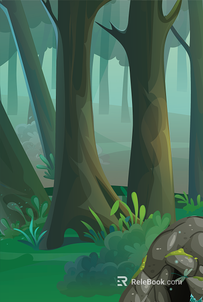 Dark green jungle scene illustration texture