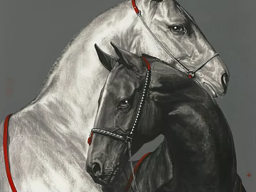 Italian Light Luxury Hanging Painting Art Hanging Painting Horse Art Painting 3d model