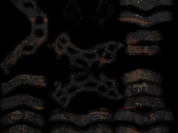 Black and brown dilapidated wood carved decorative components texture (ID:ffaeh029926)