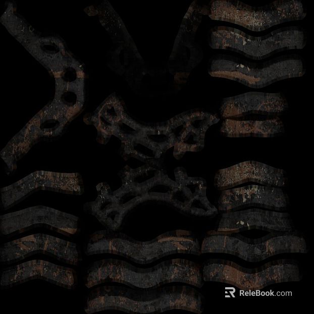 Black and brown dilapidated wood carved decorative components texture