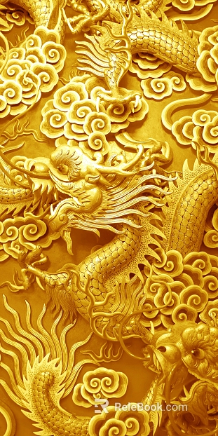 wood carved golden dragon carving texture
