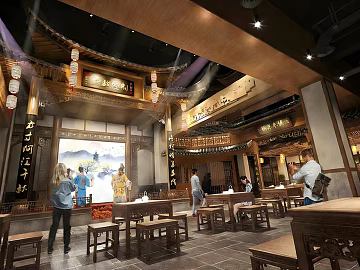 Chinese retro dining space scene texture (ID:ffaeh408521)