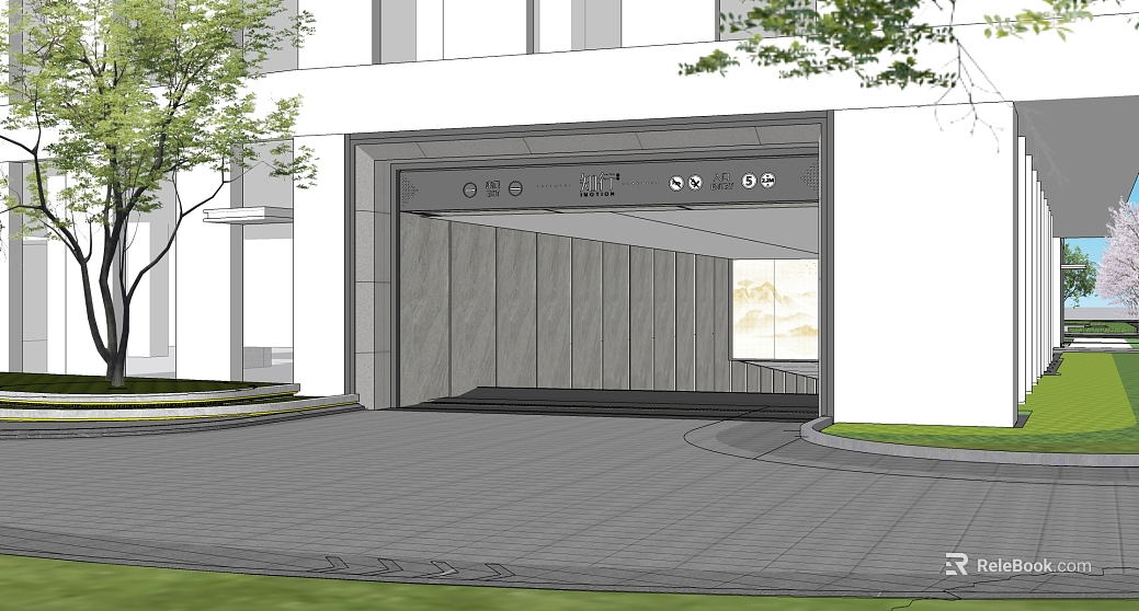 Gray permeable brick underground garage entrance texture