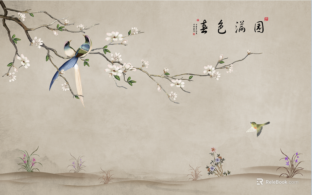 flower-and-bird painting texture