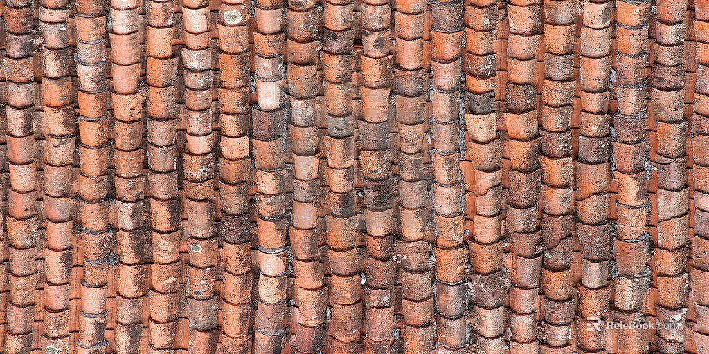 Retro Red-brown Pottery Tile Roof Building Materials texture