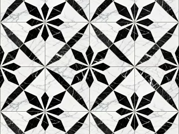 Modern Middle Ancient Style Black and White Stone Parquet Flower Geometric Pattern Water Knife Stone Parquet Floor Tile Light Luxury Black and White Parquet Marble texture (ID:ffaeh332927)