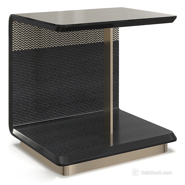 Light Luxury Black Gold Metal Side Table texture