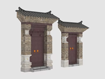 Chinese Deep Brown Wooden Door Courtyard Ancient Gate texture (ID:ffaeh882741)