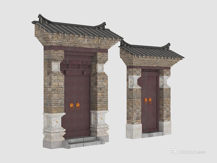 Chinese Deep Brown Wooden Door Courtyard Ancient Gate texture