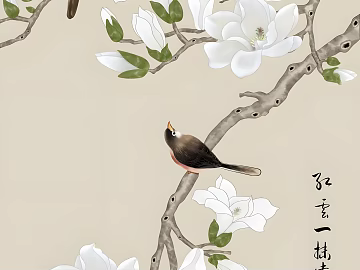 flower-and-bird painting 3d model