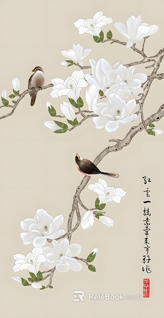 flower-and-bird painting texture