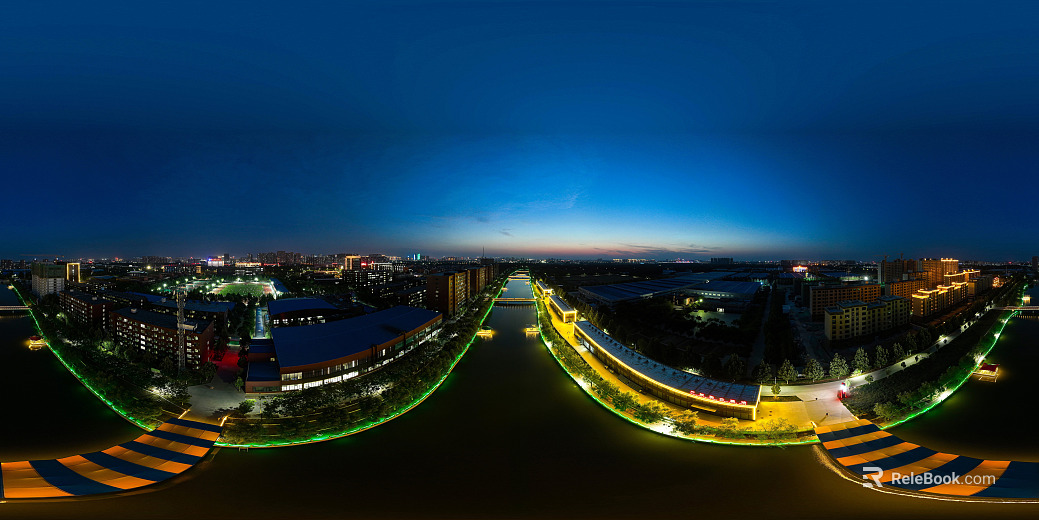 HDR City Lights Night View Panoramic texture