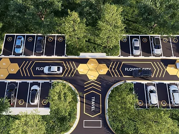 Black and yellow sign park parking lot pavement texture (ID:ffaeh581281)