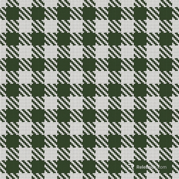 Green and white knitted check fabric texture