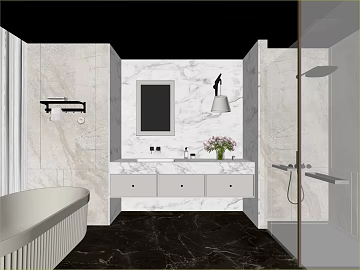 Modern wind white marble bathroom wall ground texture (ID:ffaeh020836)