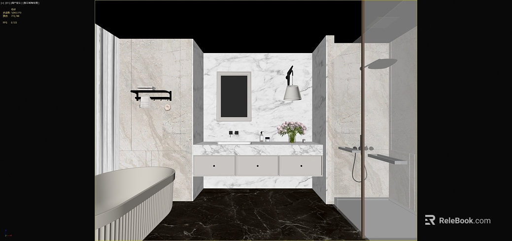 Modern wind white marble bathroom wall ground texture