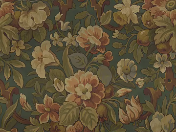 Retro dark green flowers wallpaper texture (ID:ffaeh172589)