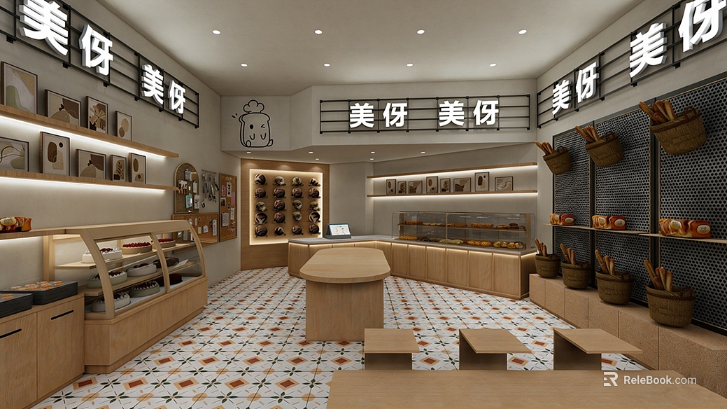 Modern Style Tile Baking Shop Floor texture