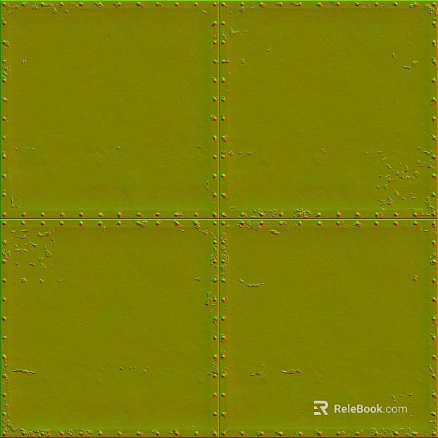 Yellow-green old metal plate industrial wall texture