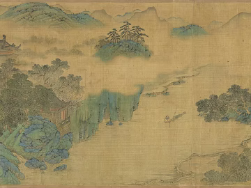 Chunshan Qingai Picture Chou Ying New Chinese Style Mural Wallpaper Song Style Aesthetics Living Room Decoration Hallway Retro Tea Room Landscape National Style Decoration Painting texture (ID:ffach737263)