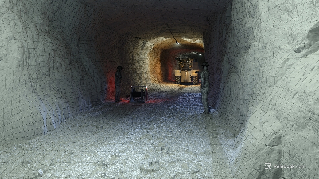 Light gray rock mine cave construction scene texture