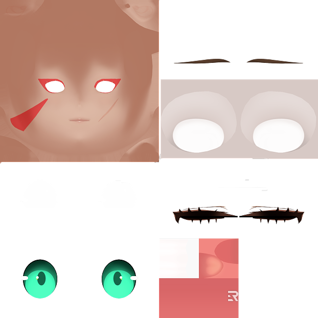 Two-dimensional character facial features components texture