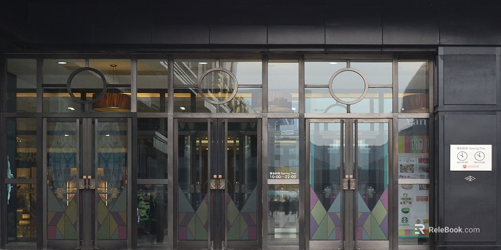 Modern Black Frame Glass Door Commercial Store texture