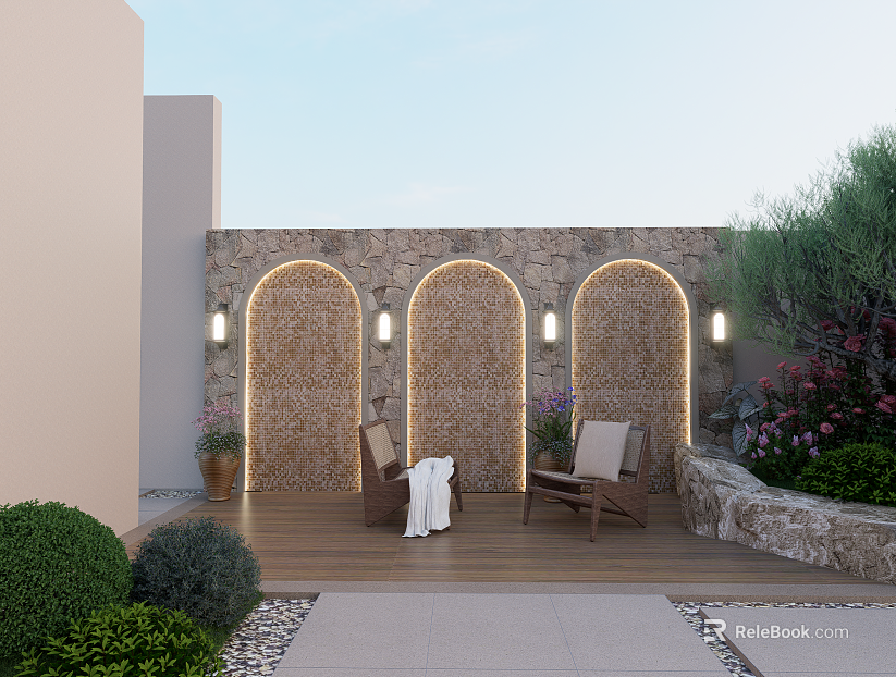 Silent Wind Beige Mosaic Courtyard Background Wall texture