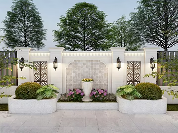 Light beige stone courtyard wall texture (ID:ffaeh259271)